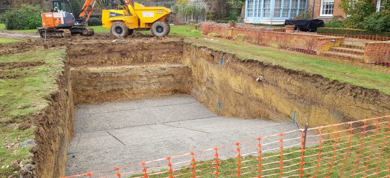 Excavation for new swimming pool in Horsmonden, kent.
